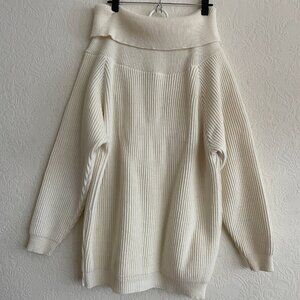 Moda International Cream Ribbed Cowl Neck Sweater
